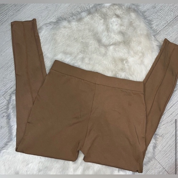 SOLD PREMISE Tan Stretch Leggins M - Picture 3 of 4